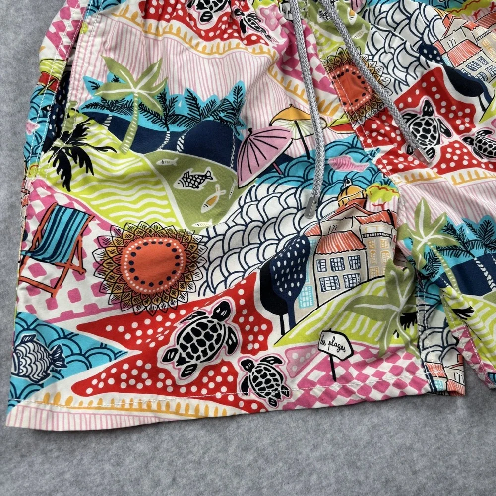 Vilebrequin Saint Tropez Les Plages Men's M Swim Trunks Board Shorts Lined